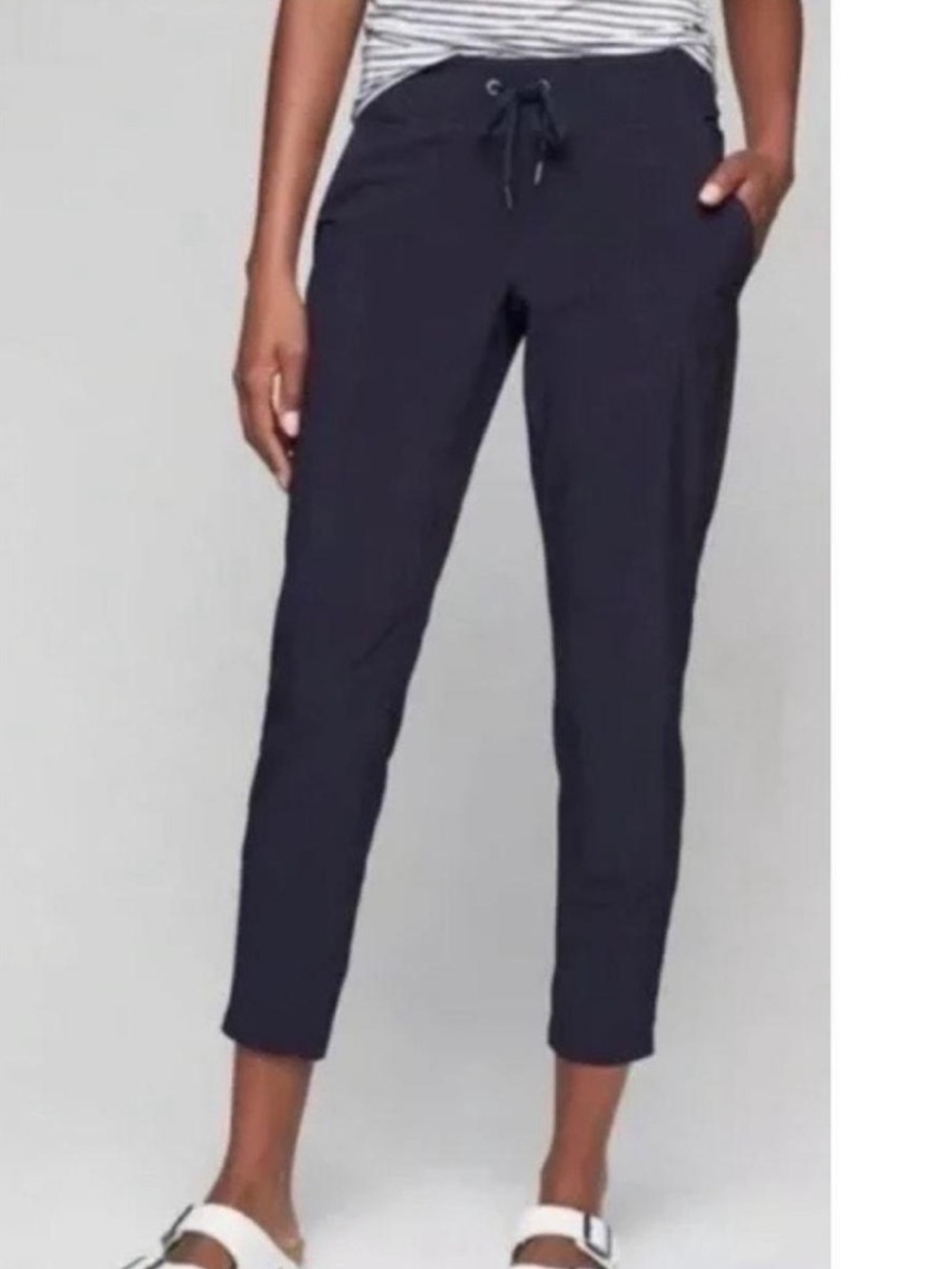Athleta Navy Drawstring Ankle Joggers
